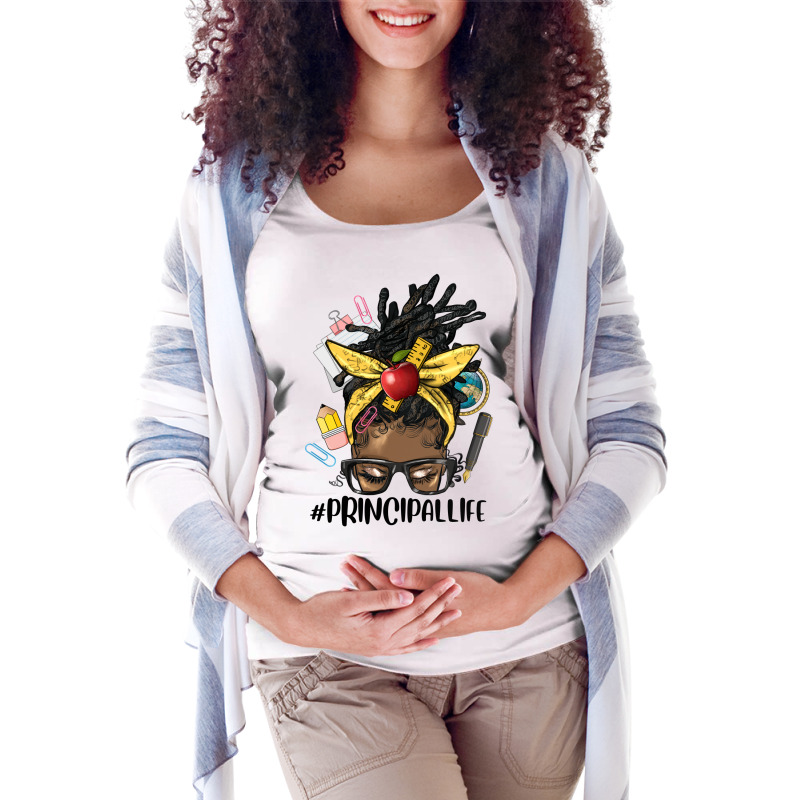 Afro Messy Locs Bun Principal Life Maternity Scoop Neck T-shirt by HRA Design Shop | Artistshot