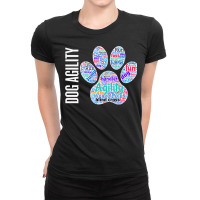 Fun Dog Agility Shirt   Dog Agility Word Cloud, Paw Shape Premium T Sh Ladies Fitted T-shirt | Artistshot