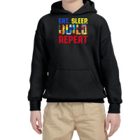 Eat Sleep Build Repeat Building Funny Builders Youth Hoodie | Artistshot