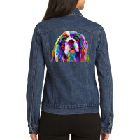 English Cocker Spaniel Pop Art Portrait Dog Owner Ladies Denim Jacket | Artistshot