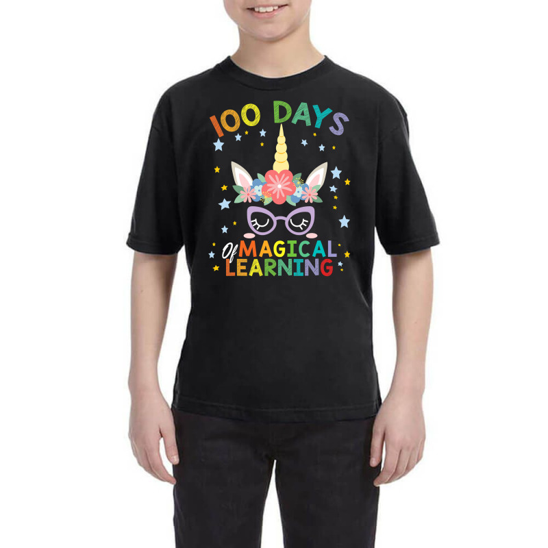 Cute Unicorn 100 Days Of Magical Learning 100th Day School Youth Tee | Artistshot