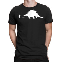 Girl Walking A Pet Stegosaurus Dinosaur Lover Pet Lizard T Shirt T-shirt | Artistshot