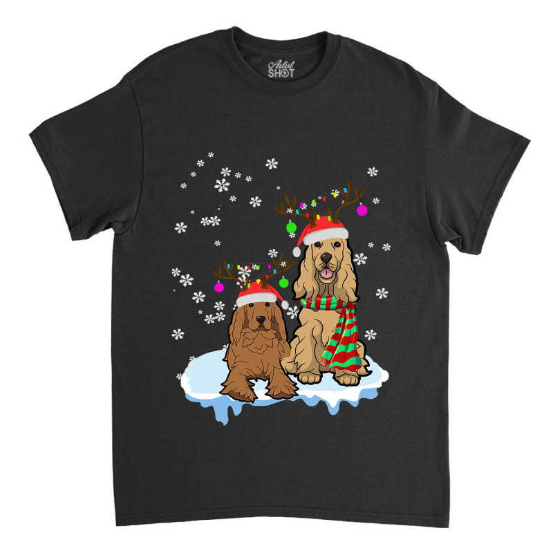 Cute Christmas Cocker Spaniel Santa Hats Reindeer Dog Owner Classic T-shirt by cm-arts | Artistshot