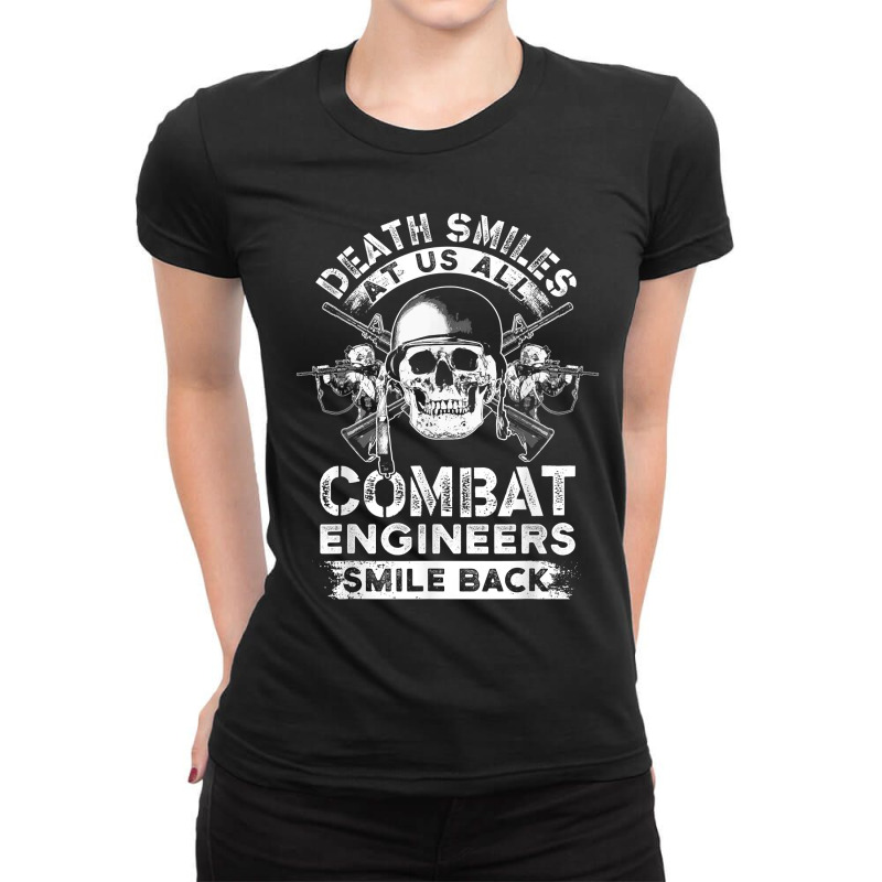 Combat Engineer Smiles Usa Military Sapper For Fans Ladies Fitted T-Shirt by TacitaSylvester | Artistshot