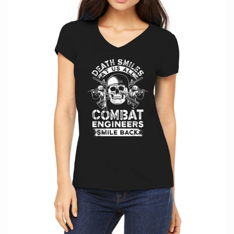 Combat Engineer Smiles Usa Military Sapper For Fans Women's V-Neck T-Shirt by TacitaSylvester | Artistshot