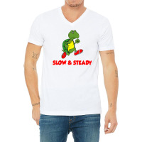 Slow And Steady Runner Funny Running Cartoon Turtle T Shirt V-neck Tee | Artistshot