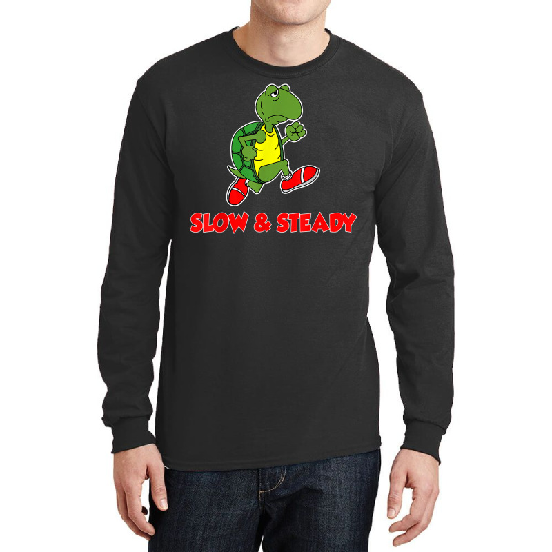 Slow And Steady Runner Funny Running Cartoon Turtle T Shirt Long Sleeve Shirts by mantewipuortog | Artistshot