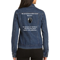 Black Balloon Day Overdose Awareness Addition T Ladies Denim Jacket | Artistshot