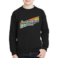 Burlington Vermont Distressed Retro Vintage Youth Sweatshirt | Artistshot