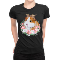 Guinea Pig With Leopard Headband Flower Guinea Pig Lovers Ladies Fitted T-shirt | Artistshot