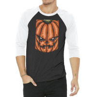 Scary Pumpkin Halloween Black Tee 3/4 Sleeve Shirt | Artistshot