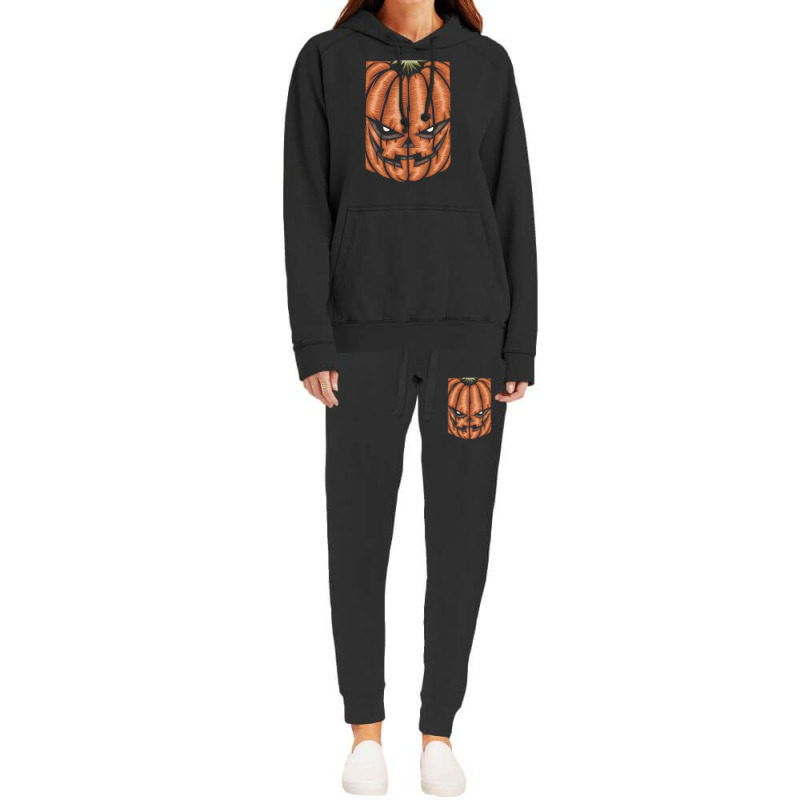 Scary Pumpkin Halloween Black Tee Hoodie & Jogger set by haydar | Artistshot