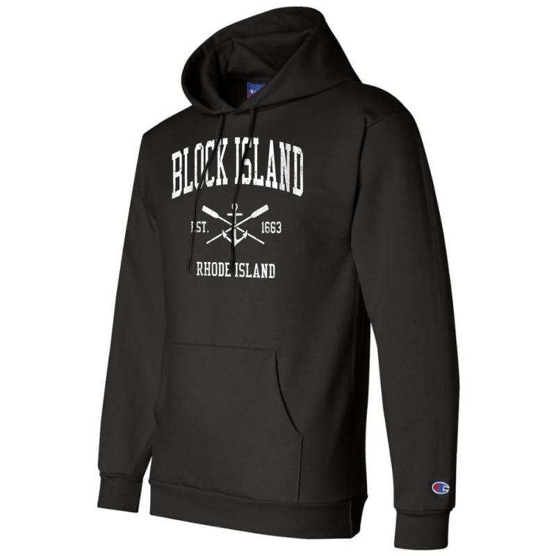 Womens Block Island Ri Vintage Crossed Oars & Boat Anchor Sports V Nec Champion Hoodie by voigterannen | Artistshot