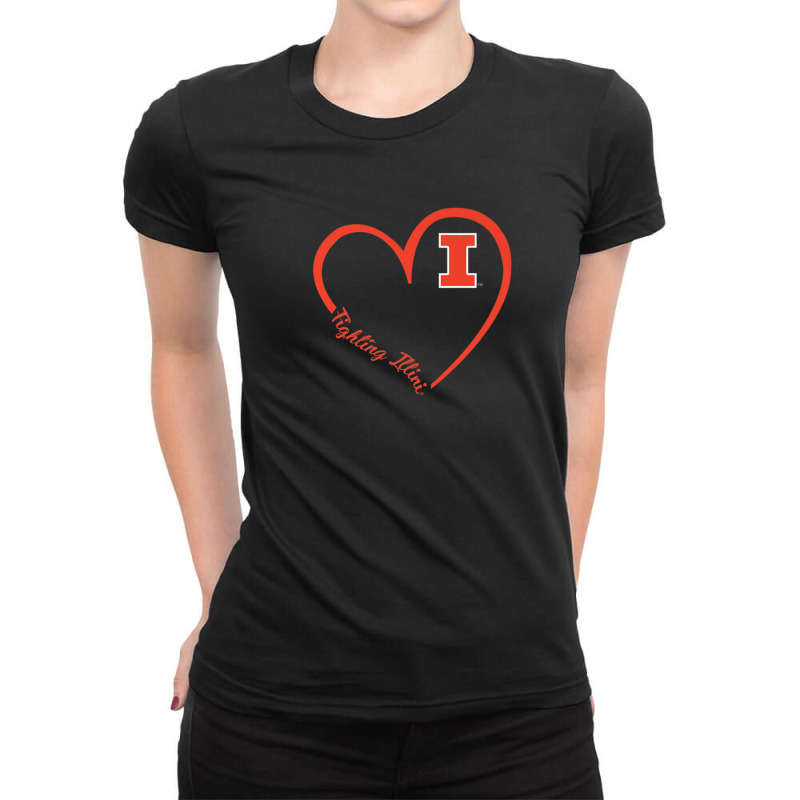 Illinois Fighting Illini Heart 34 - Apparel Ladies Fitted T-Shirt by IsaiahStark | Artistshot