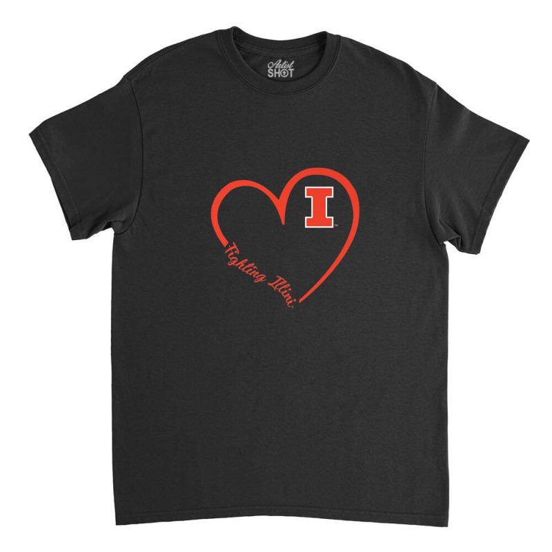 Illinois Fighting Illini Heart 34 - Apparel Classic T-shirt by IsaiahStark | Artistshot