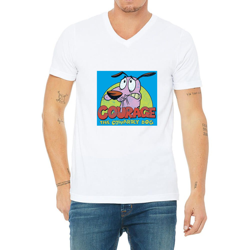 Courage The Cowardly Dog, Colorful Courage, V-neck Tee | Artistshot