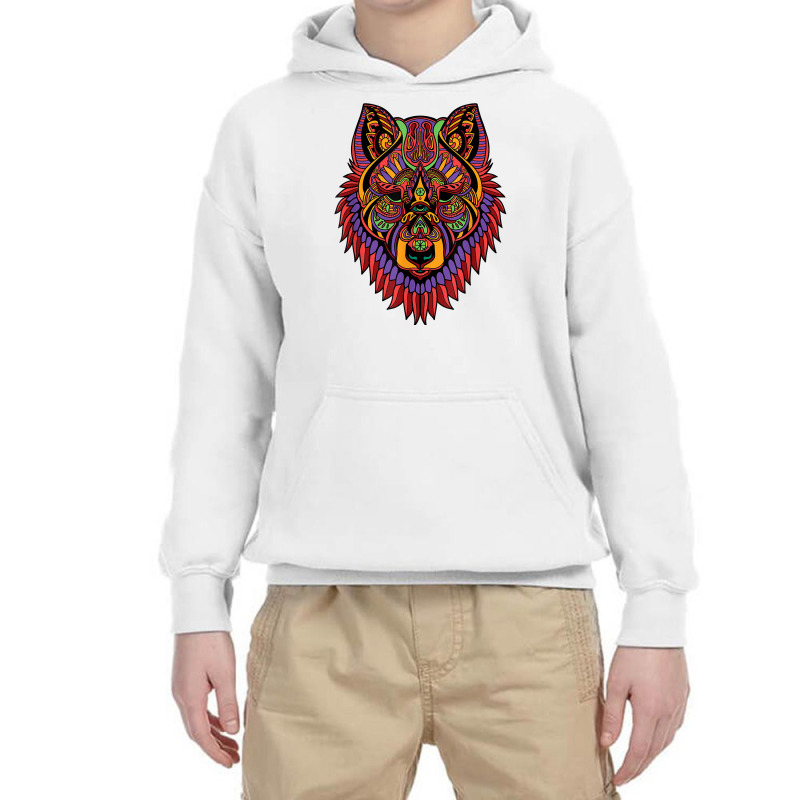 Wolf Psychedelic Trip Mandala Patterns Colorful Lsd Rave T Shirt Youth Hoodie | Artistshot