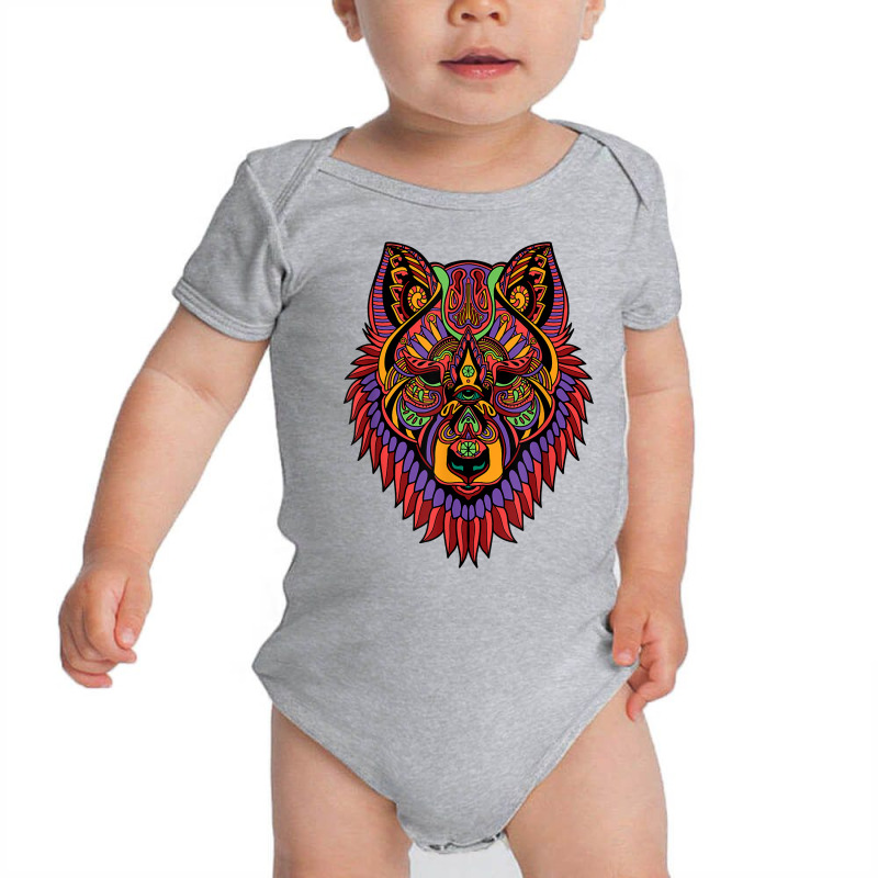 Wolf Psychedelic Trip Mandala Patterns Colorful Lsd Rave T Shirt Baby Bodysuit | Artistshot