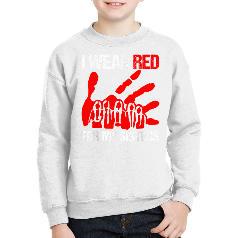 I Wear Red For My,sister Native American Stop Mmiw Red Hand Youth Sweatshirt by AuturoMedero90 | Artistshot