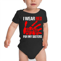 I Wear Red For My,sister Native American Stop Mmiw Red Hand Baby Bodysuit | Artistshot