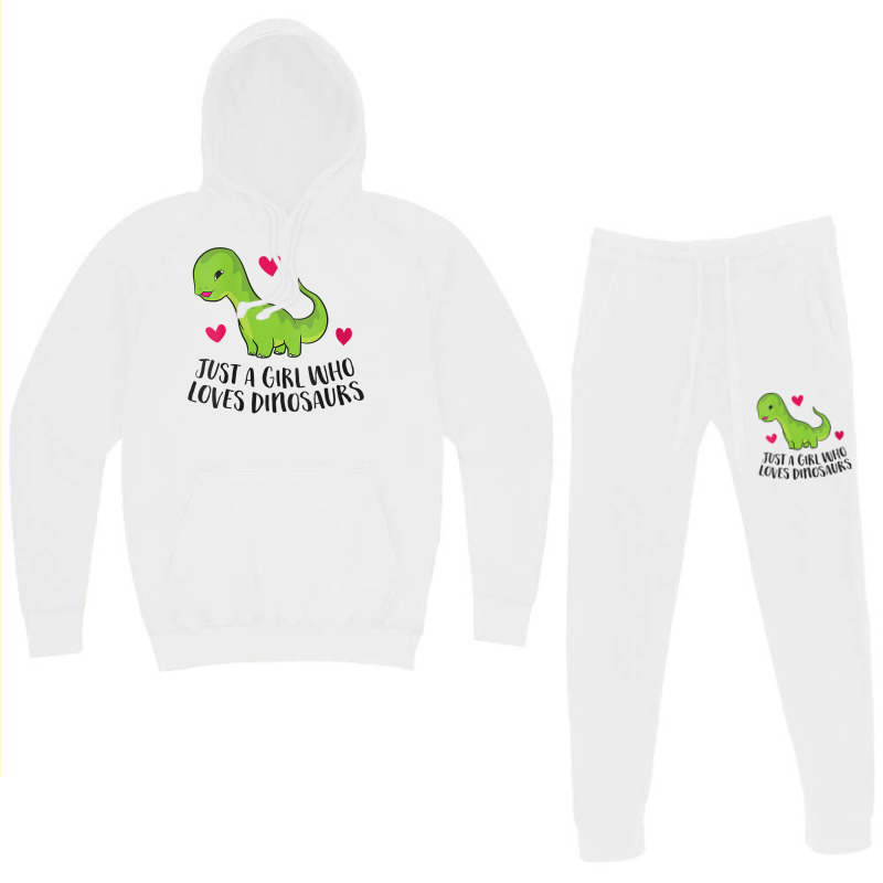 Womens Just A Girl Who Loves Dinosaurs Cute Dinosaurs Girl V Neck T Sh Hoodie & Jogger Set | Artistshot