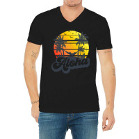 Aloha Hawaii Hawaiian Island Palm Trees Beach Vacation V-neck Tee | Artistshot