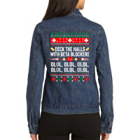 Deck The Halls With Beta Blockers Nurse Christmas Ugly Xmas Ladies Denim Jacket | Artistshot