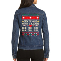 Deck The Halls With Beta Blockers Nurse Ugly Christmas Ladies Denim Jacket | Artistshot