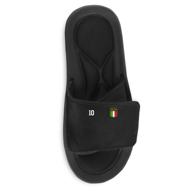 Italia Team Sports Number 10 Italy Soccer Italian Flag Slide Sandal | Artistshot