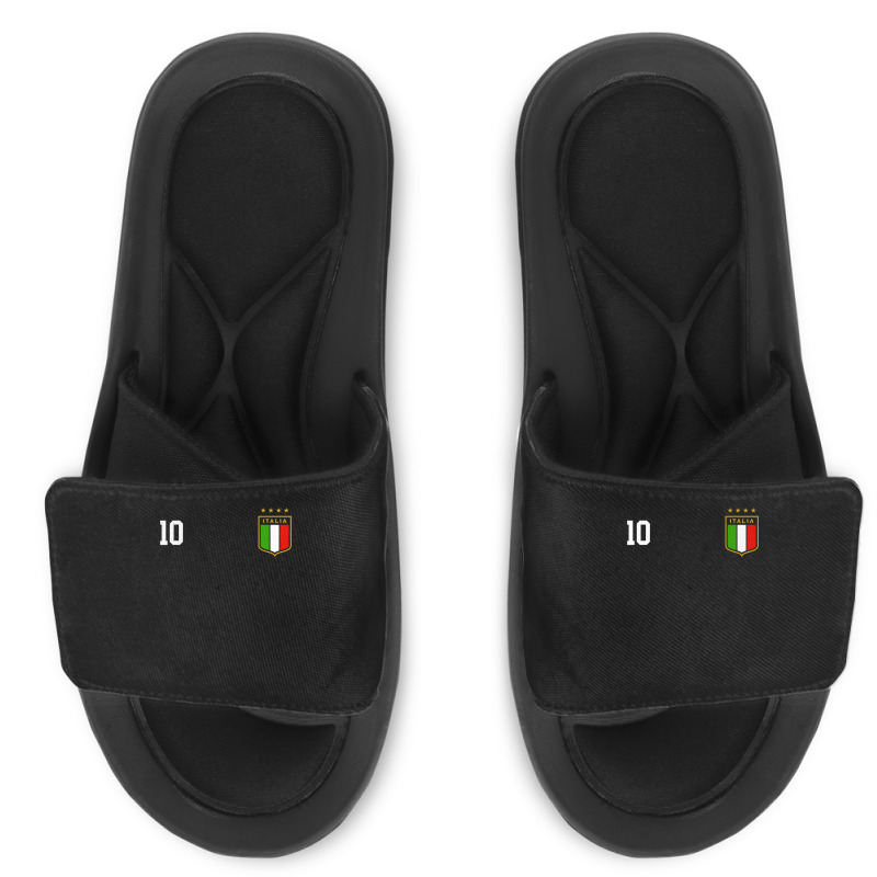 Italia Team Sports Number 10 Italy Soccer Italian Flag Slide Sandal | Artistshot