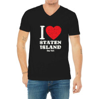 I,love,staten,island,new-york-city,usa,distressed,grunge,pullover,hood V-neck Tee | Artistshot