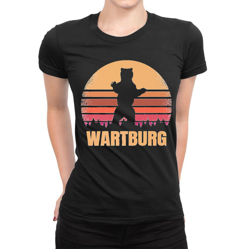 Wartburg Tennessee Vintage Bear Distressed Retro 80s Sunset Premium Ladies Fitted T-Shirt by STACYSCHUDEL | Artistshot