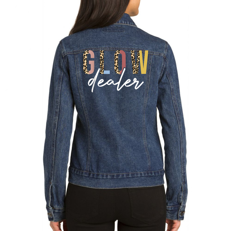 Leopard Glow Dealer Skin Esthetician Skincare T Shirt Ladies Denim Jacket | Artistshot