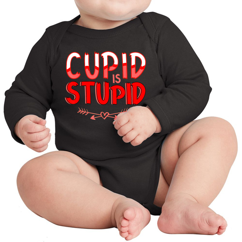 Valentines Day Hater Bitter Anti Valentine Cupid Is Stupid Long Sleeve Baby Bodysuit by Premium | Artistshot