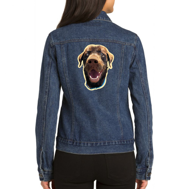 Dog Excitement Ladies Denim Jacket by mshel tyan | Artistshot