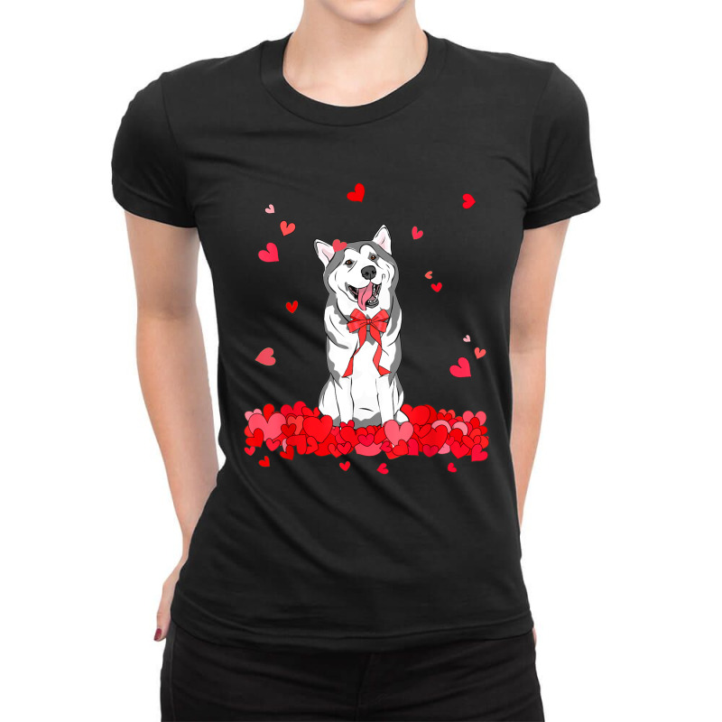 Cool Siberian Husky Valentines Day Dog Lover Gift Ladies Fitted T-Shirt by Premium | Artistshot