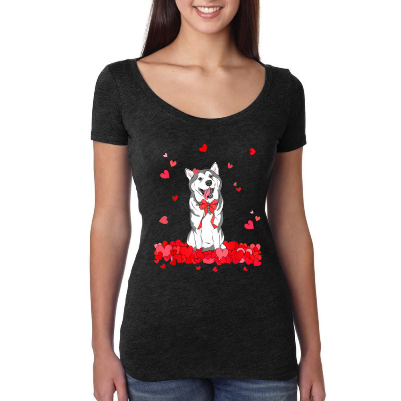 Cool Siberian Husky Valentines Day Dog Lover Gift Women's Triblend Scoop T-shirt by Premium | Artistshot