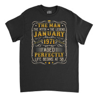 Vintage January 1971 Man Myth Legend 50th Bday 50 Years Old Classic T-shirt | Artistshot