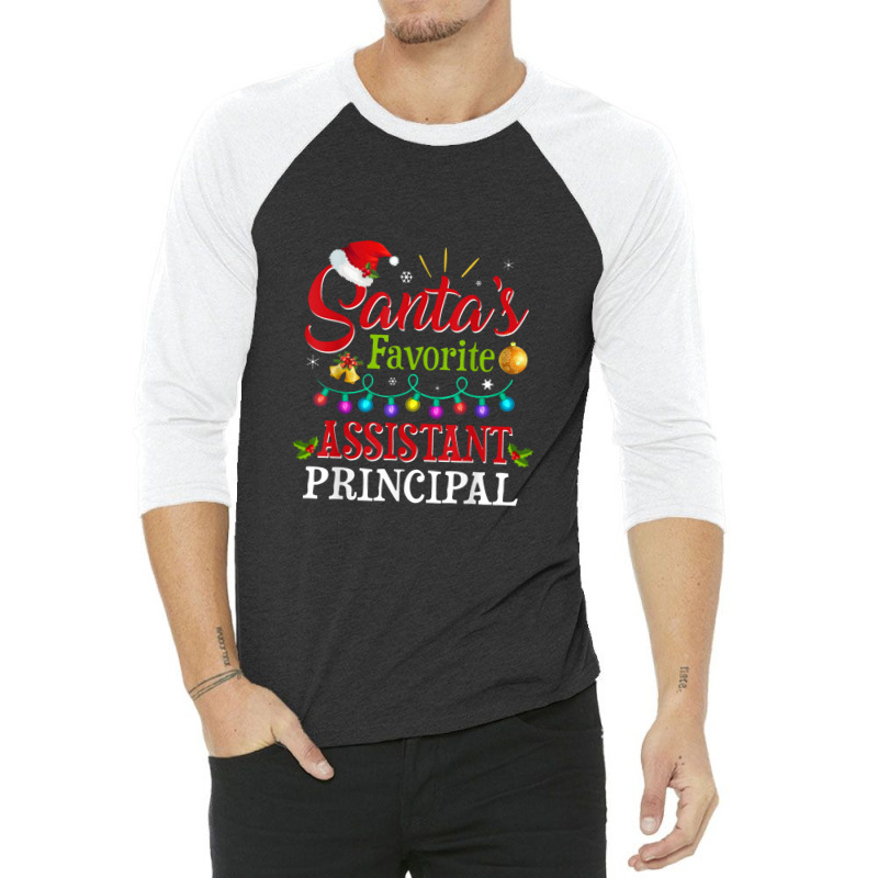 Santa's Favorite Assistant Principal Christmas Light 3/4 Sleeve Shirt by mizgosha | Artistshot