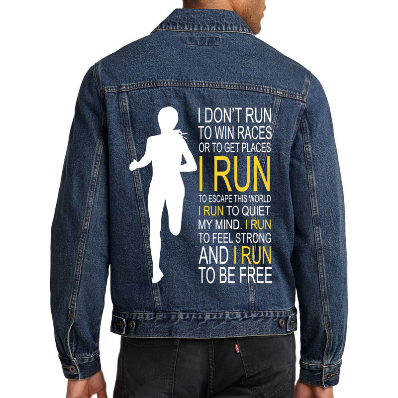 Female Runner Girl Women I Don't Run To Win Races Men Denim Jacket | Artistshot