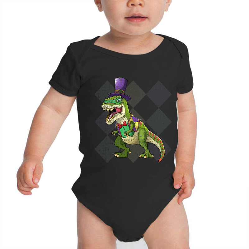 Kids Mardi Gras Shirt Dinosaur T Rex Beads Costume Grunge T Shirt Baby Bodysuit | Artistshot