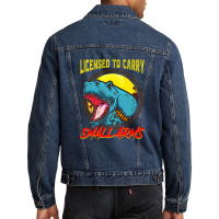 Licensed To Carry Small Arms Funny Dinosaur Pun T-rex Joke Men Denim Jacket | Artistshot