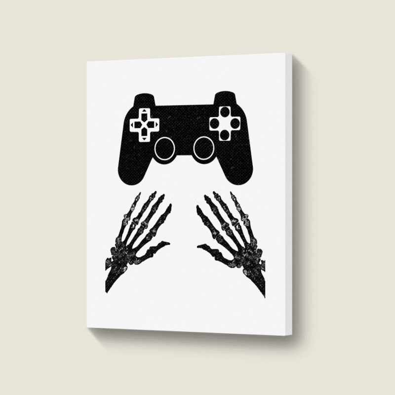 Funny Gamer Halloween Spooky Skeleton Hands Gift Kids Boys Girls Teens Portrait Canvas Print | Artistshot