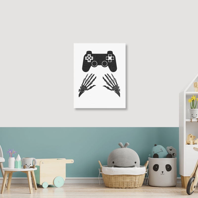 Funny Gamer Halloween Spooky Skeleton Hands Gift Kids Boys Girls Teens Portrait Canvas Print | Artistshot