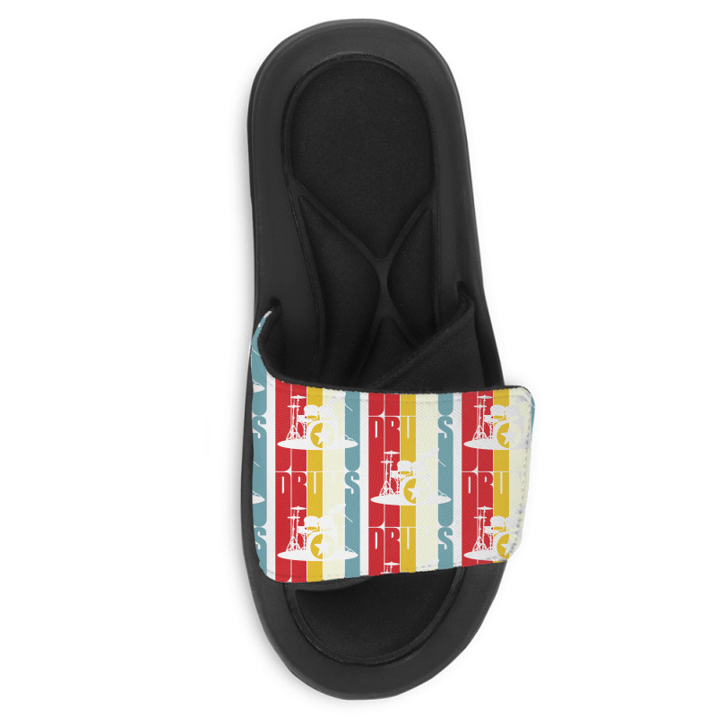 Retro Drums Drummer Gift Idea S S Vintage Slide Sandal | Artistshot