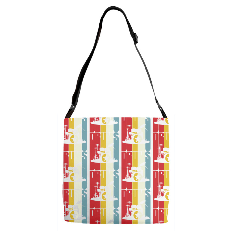 Retro Drums Drummer Gift Idea S S Vintage Adjustable Strap Totes | Artistshot