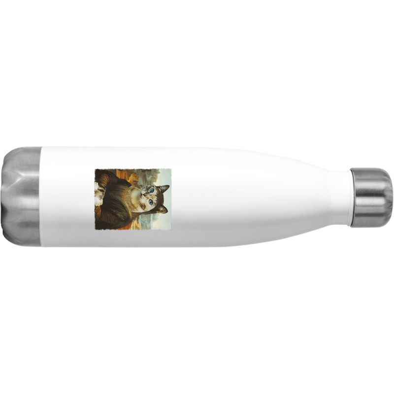 Mona Lisa Cat Stainless Steel Water Bottle | Artistshot