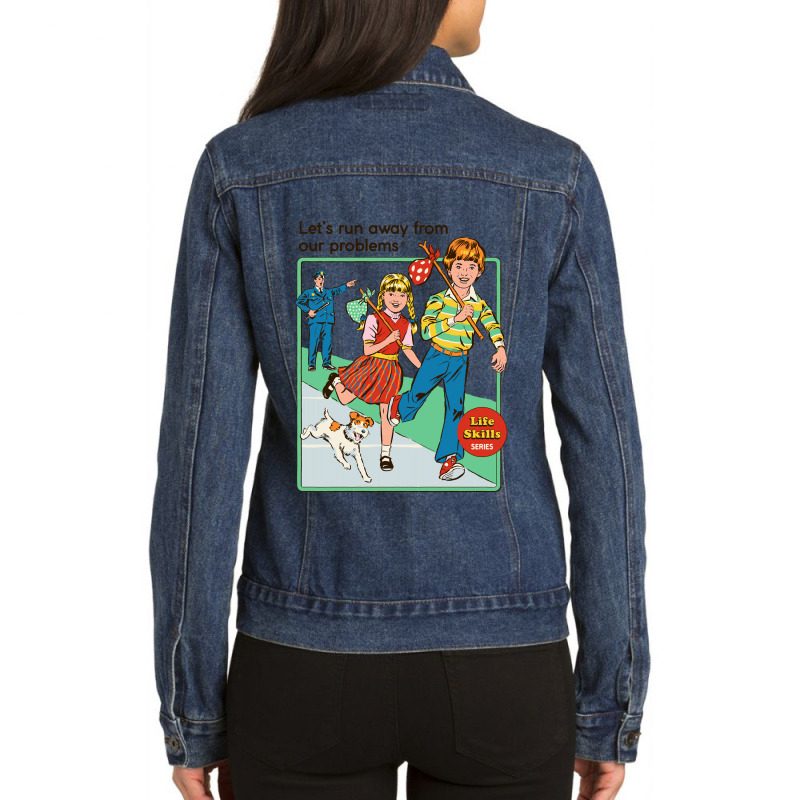 Let's Run Away Ladies Denim Jacket by cm-arts | Artistshot