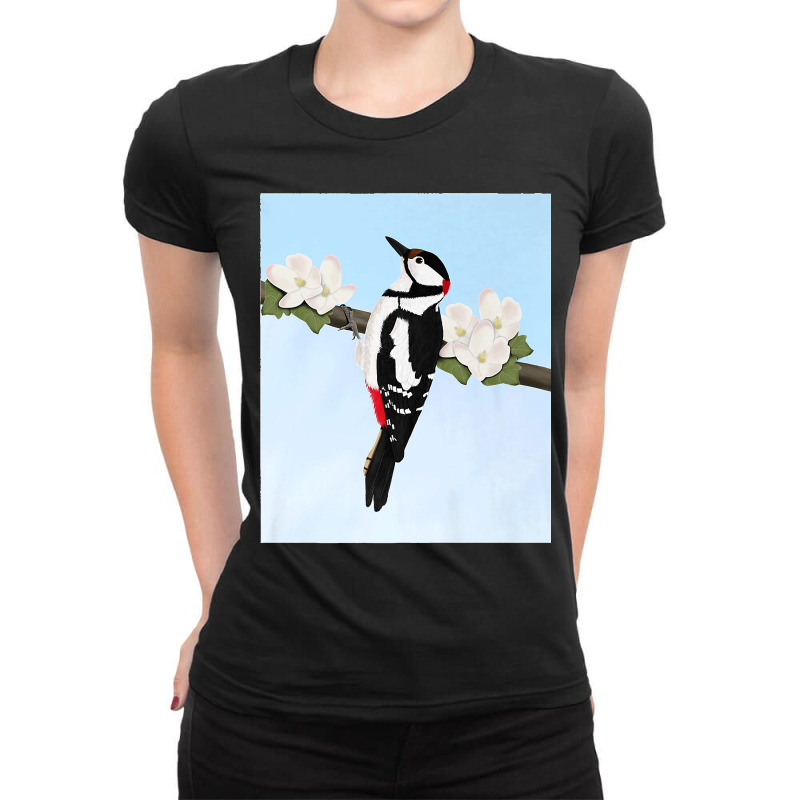 Woodpecker Bird Art Birdlover Birdwatcher Animal Biologist Premium Ladies Fitted T-Shirt by STACYSCHUDEL | Artistshot