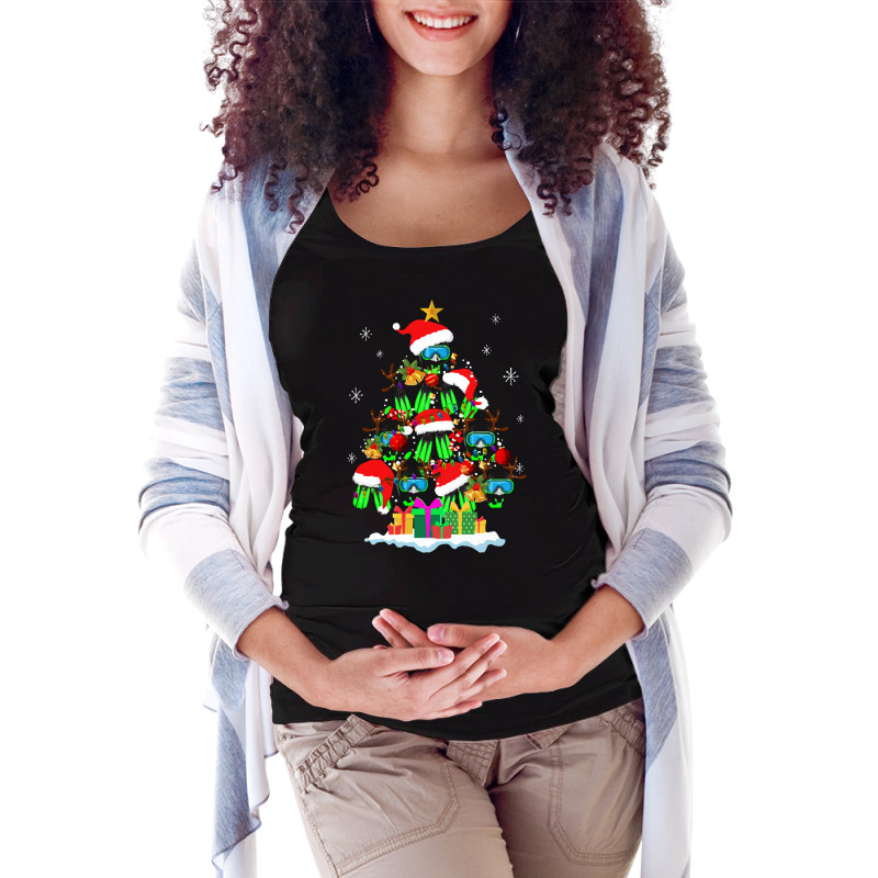 Awesome Christmas Tree With Diving Ball T  Shirt Diving Christmas Sant Maternity Scoop Neck T-shirt by machoislands | Artistshot